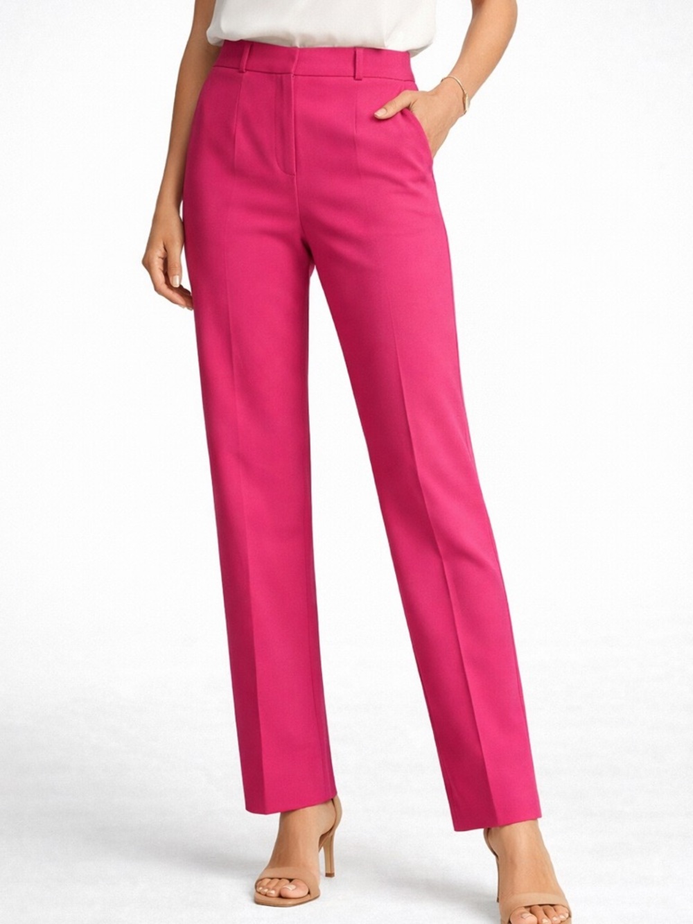 Straight-Leg Dress Pants in Bright Fuchsia